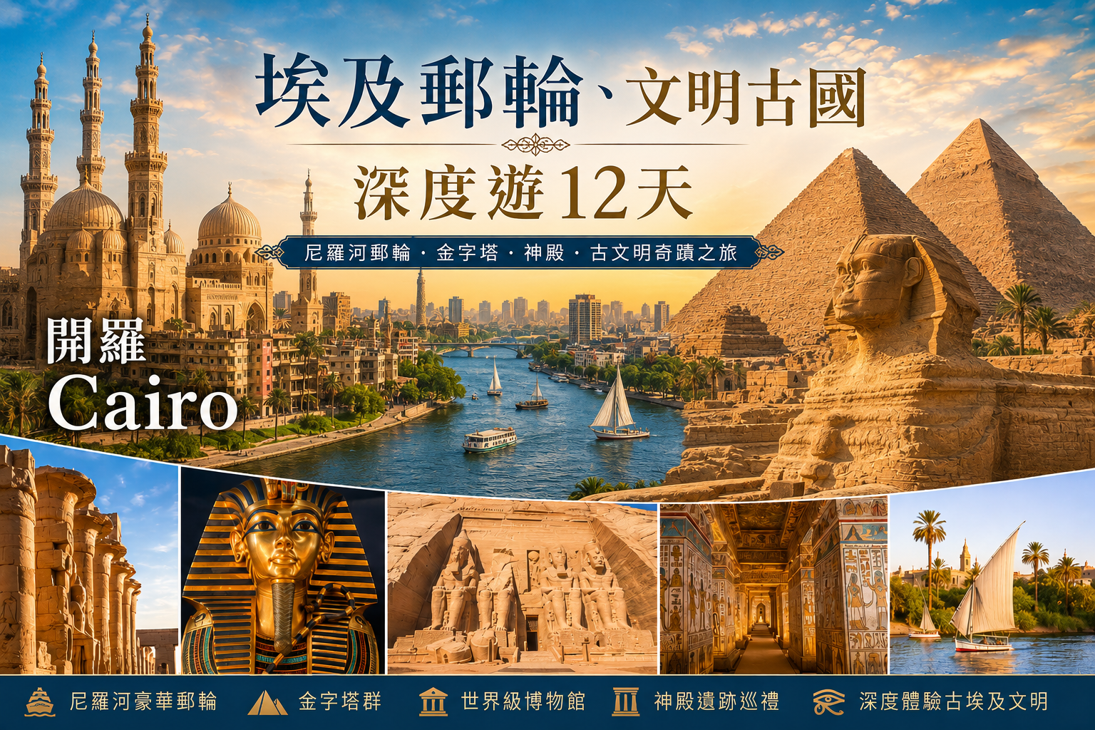 2026年 11/07 埃及郵輪、文明古國深度遊12天 開羅Cairo 2026年 11/07 埃及郵輪、文明古國深度遊12天 開羅Cairo